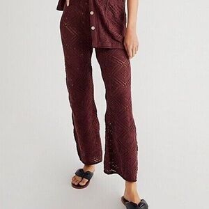Free People Burgundy Lace Pants